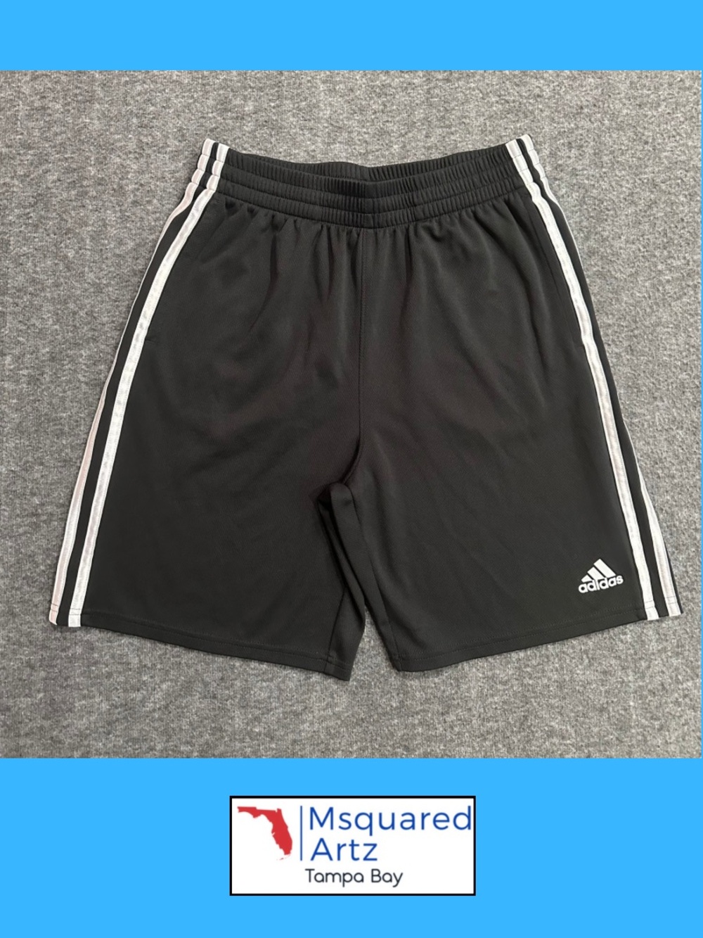 Adidas Boys Athletic Shorts XL 18/20 Black White 3 Stripe Performance Soccer